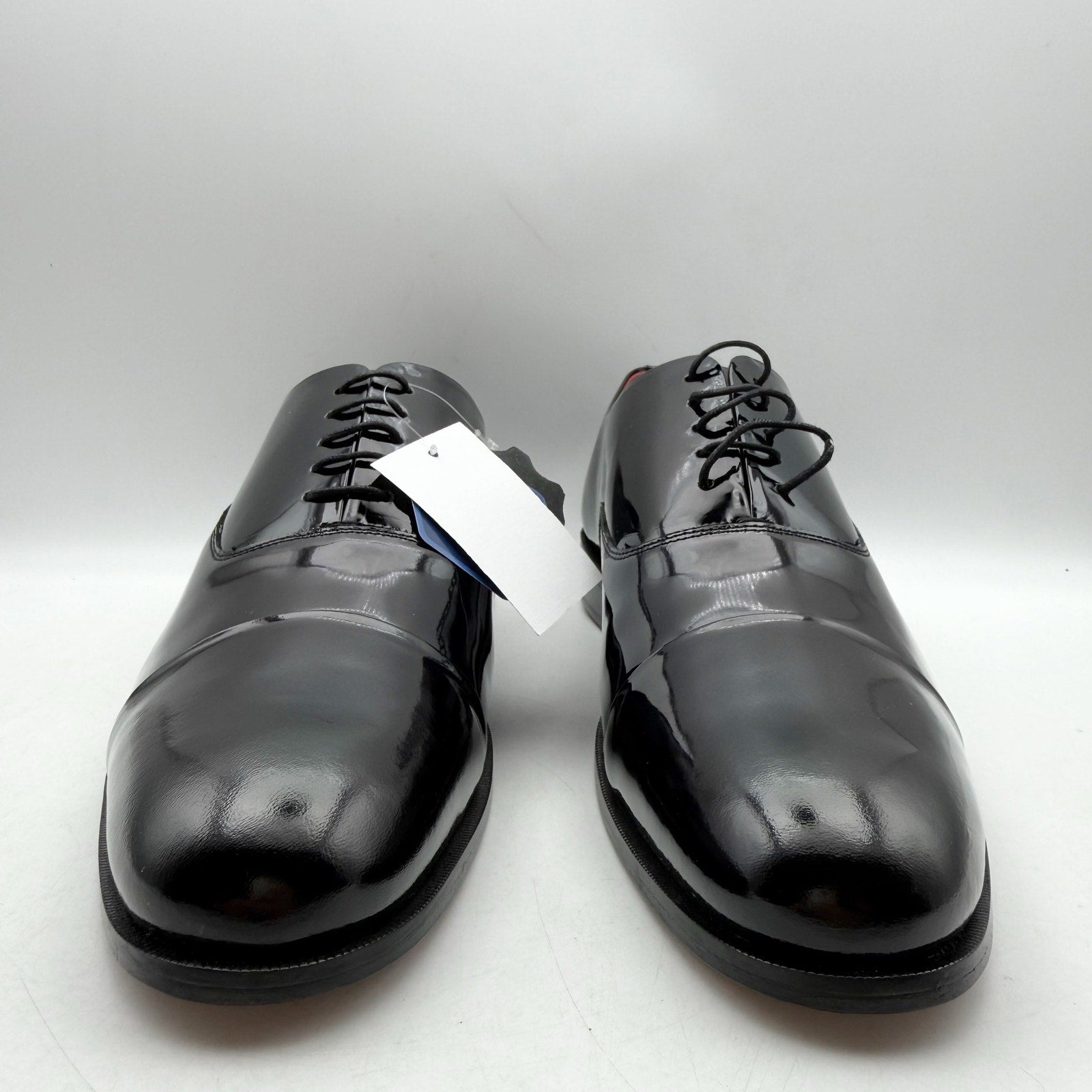 Carlos Santana Mens Tuxedo Cap-Toe Oxford Shoes US 11.5 Black Patent Leather NIB