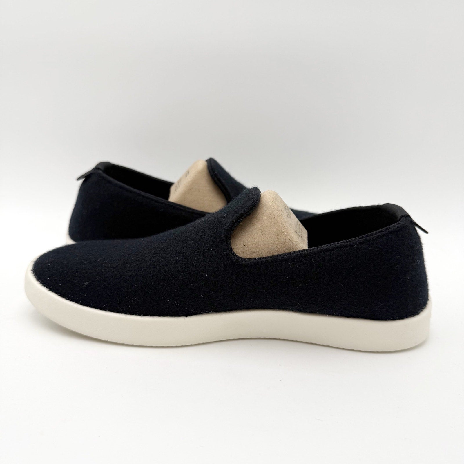 AllBirds Womens Lounger Loafers US 5 EU 35 Black White Wool Slip On NIB