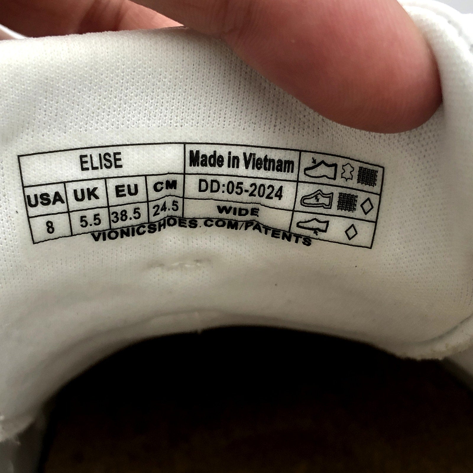 Vionic Womens Elise Casual Sneakers US 8 Wide EU 38.5 White Leather NIB