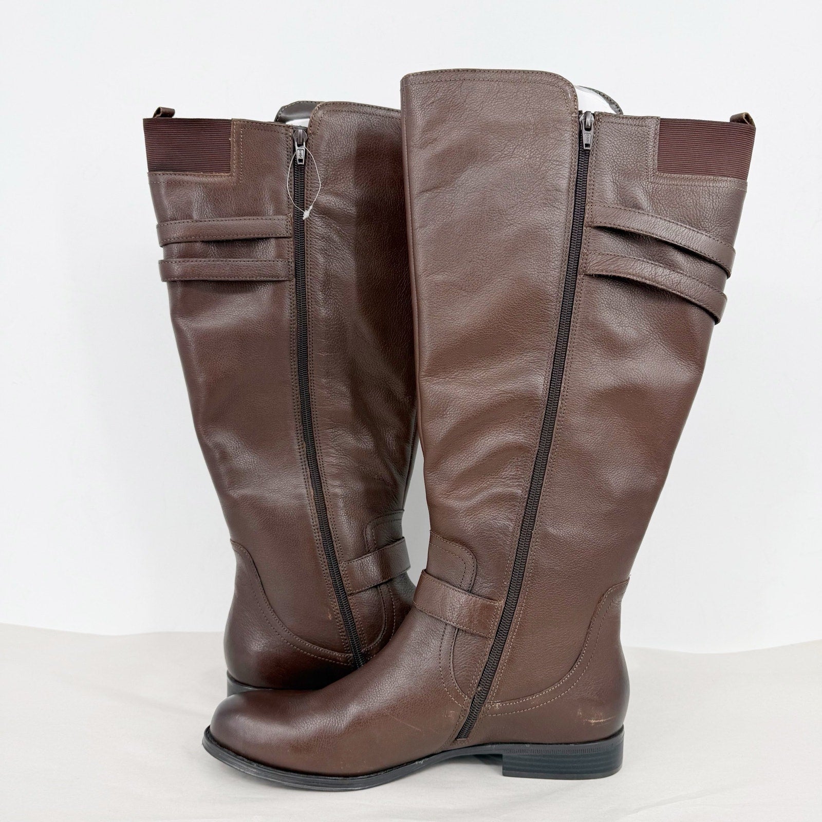 Naturalizer Womens Jessie Knee High Boots US 12 Wide WC Dark Brown Leather NWOB