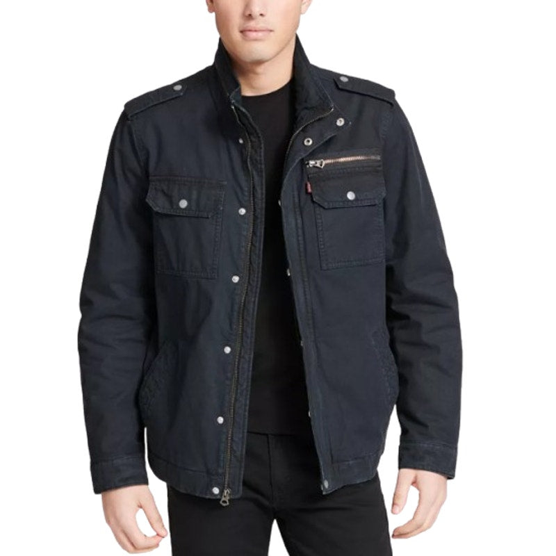 LEVI'S Men's Cotton Utility Jacket Small Dark Navy Blue Zip-Front Lined NWT