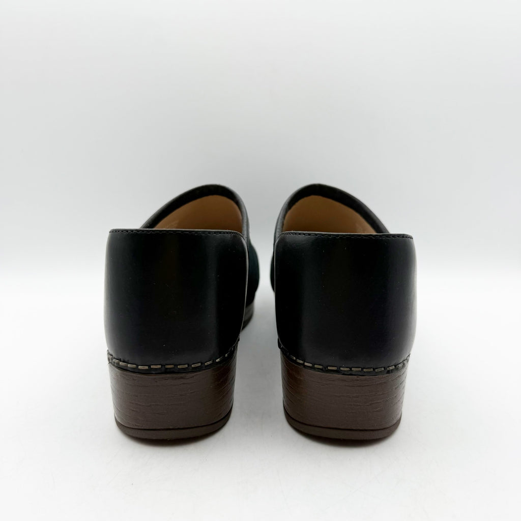 Dansko Womens Brenna Clogs EU 40 US 9.5 Black Burnished Suede Leather NIB