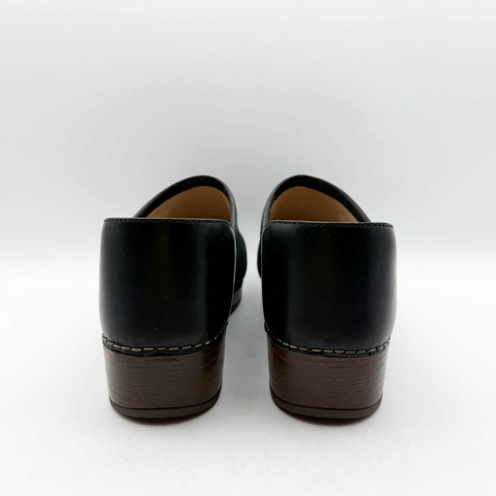 Dansko Womens Brenna Clogs EU 40 US 9.5 Black Burnished Suede Leather NIB