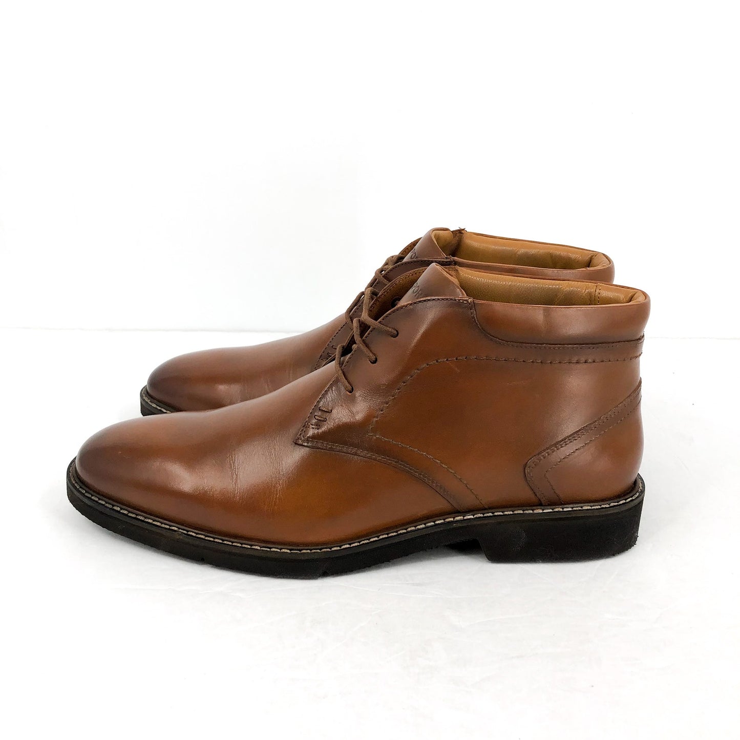 Rockport Mens Flynn Lace-up Ankle Boots US 9.5 XW EU 43 Brown Leather NIB