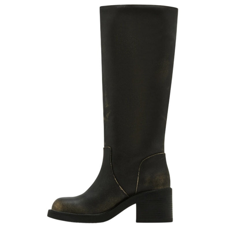 Madden Girl Womens Momento Knee High Boots US 8.5 Distressed Black NWOB