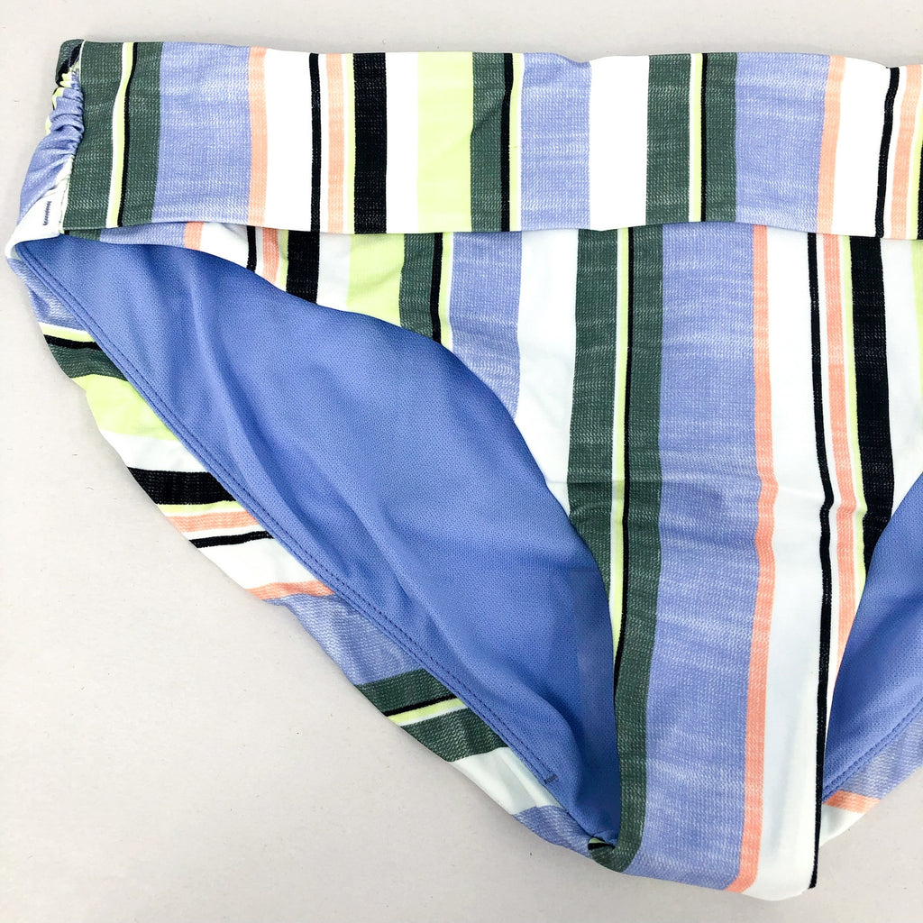 PRANA Women's Marta Bikini Bottom Large Blue Morning Glory Stripe Hipster NWT