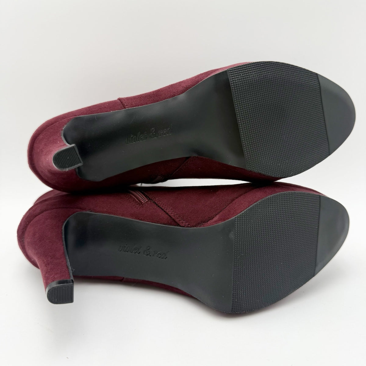Violet & Red Womens Shelby Platform Ankle Booties US 7.5 M Maroon Red Suede NWOB
