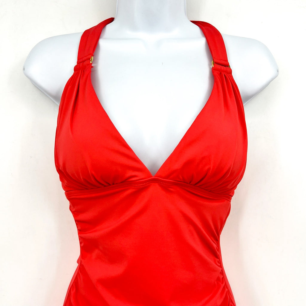 TOMMY BAHAMA Novelty Pearl Halter Ring Tankini Top XS Pink Citrus Coral Swim NWT