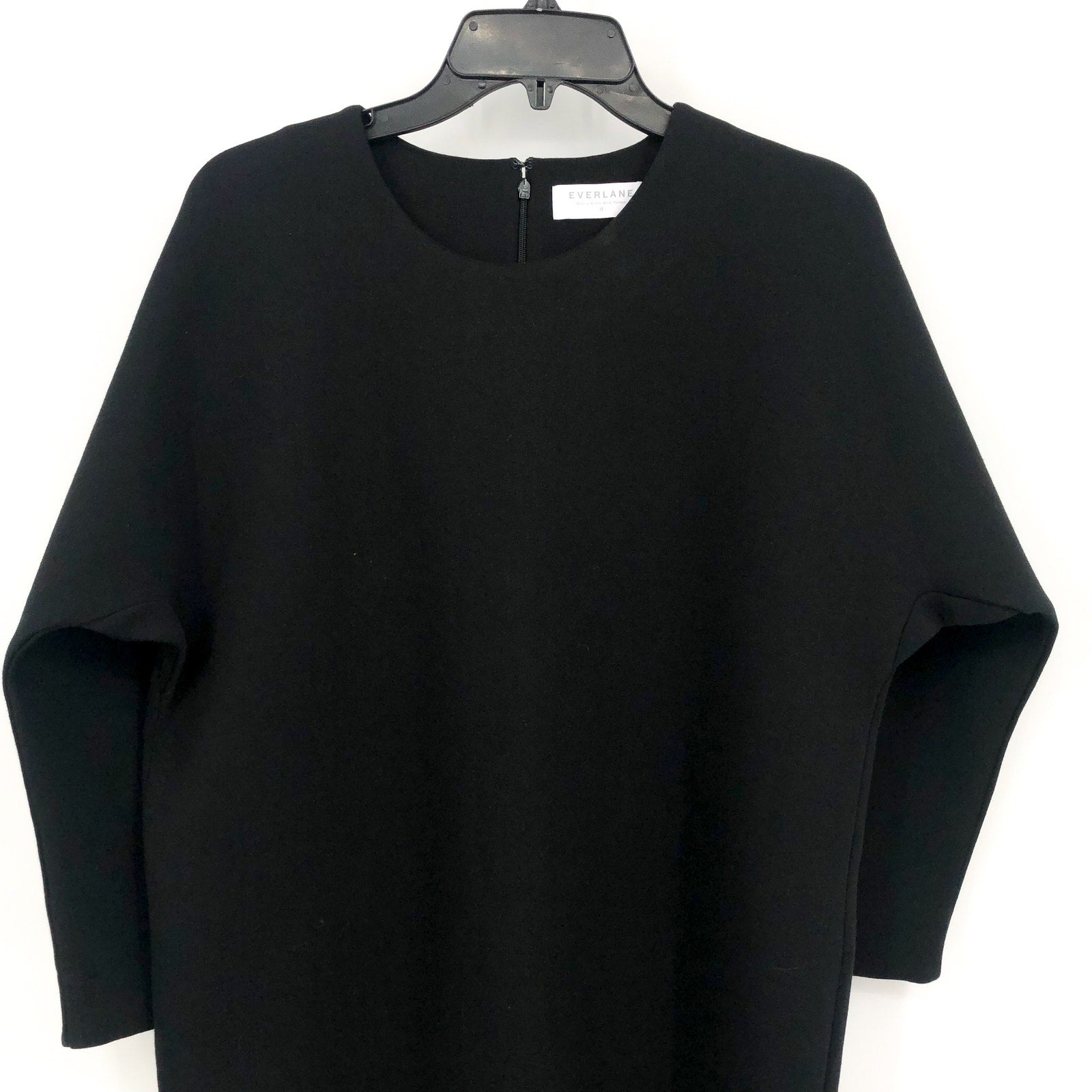 EVERLANE Scuba Tunic Dress Medium Black Knit 3/4 Sleeve NWOT