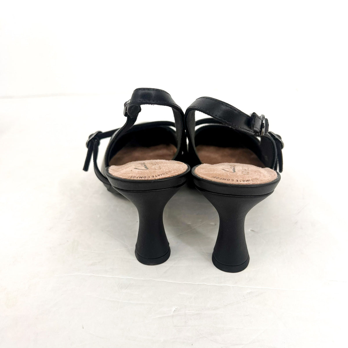 CLARKS Women's Kataleyna Ruby Buckle Dress Pumps Size 8.5 WIDE Black Leather NIB
