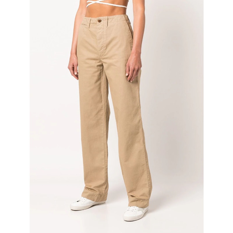 RE/DONE Womens 90s Loose Trousers Size 31 US 12 Tan High Waist Chinos Twill NWOT