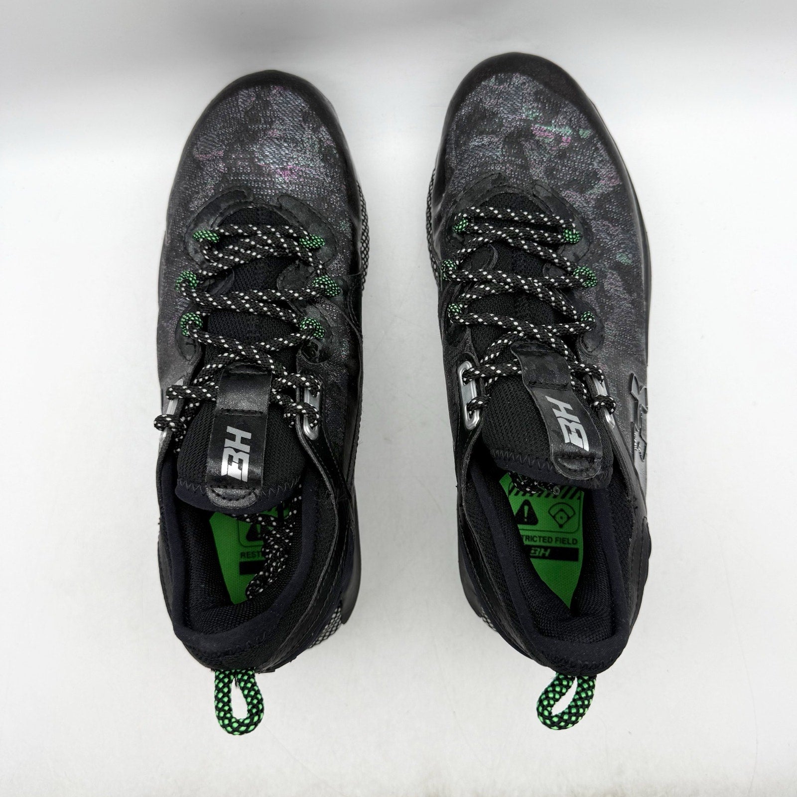 Under Armour Mens Harper 8 Low ST Metal Baseball Cleats Size 7 Black Green NWOB