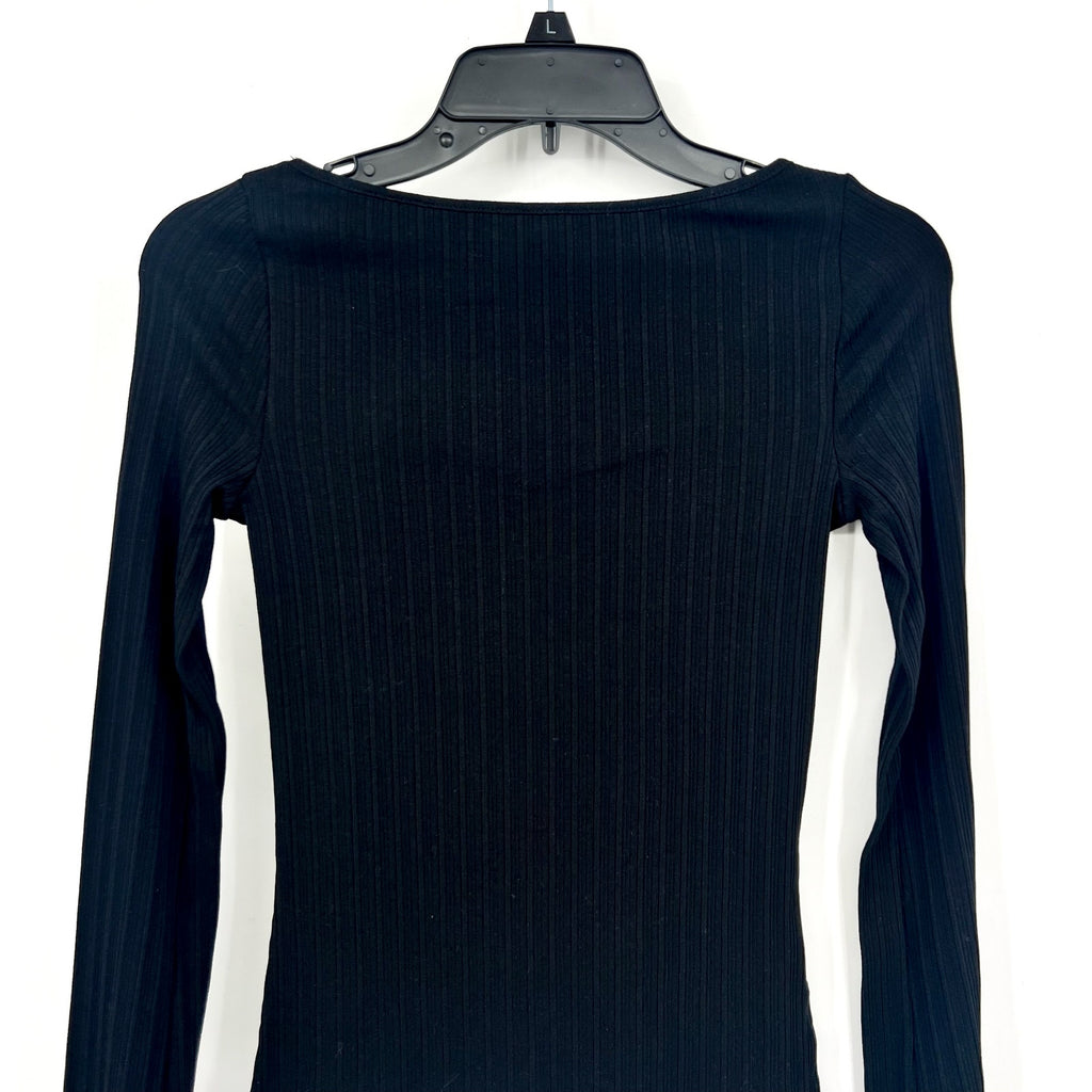 MADEWELL Women's Boat Neck Rib Top XS Jet BlackLong Sleeve NS805 NWT