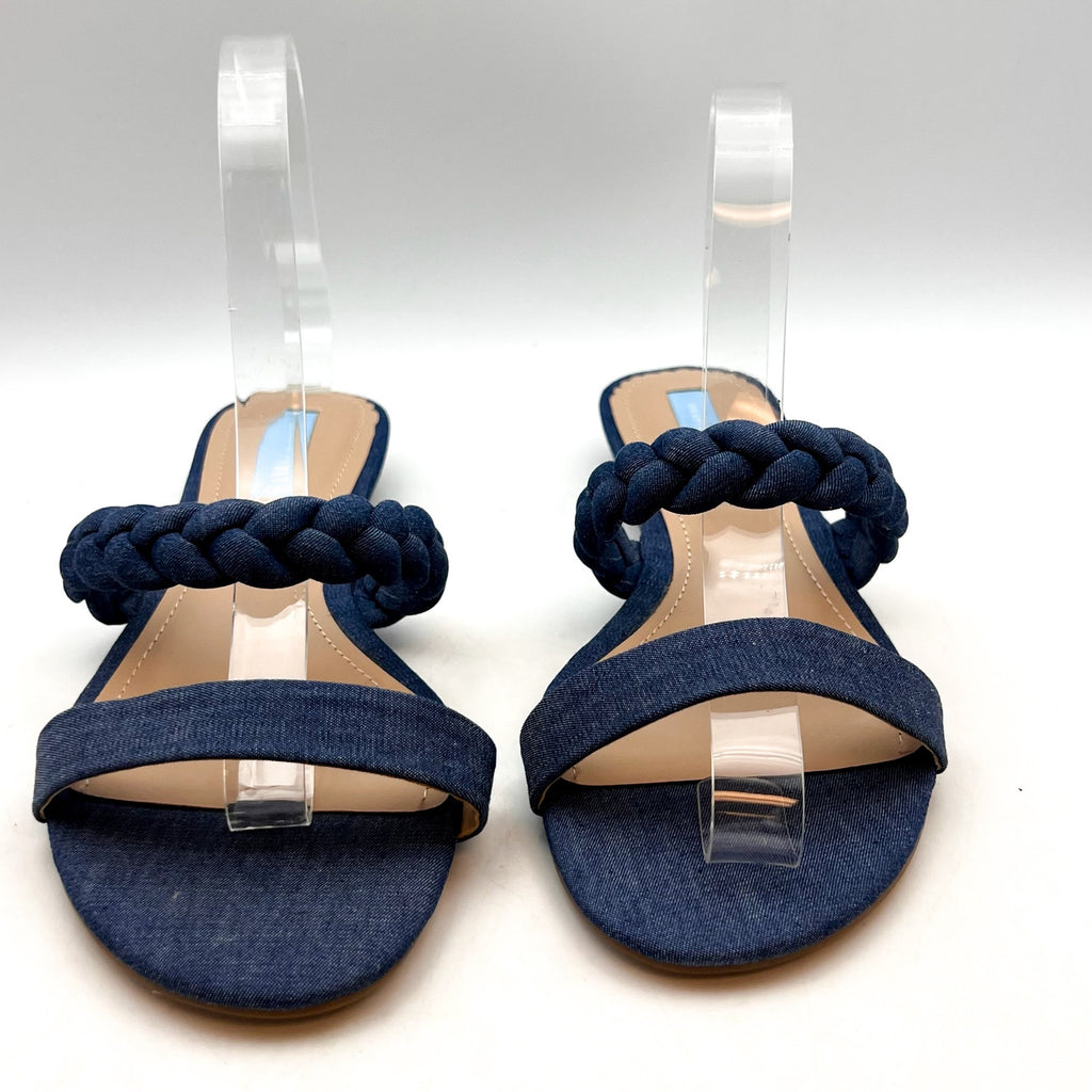 DRAPER JAMES Women's Ellie Slide Sandals Size 8.5 Dark Blue Braded Strap NWOB