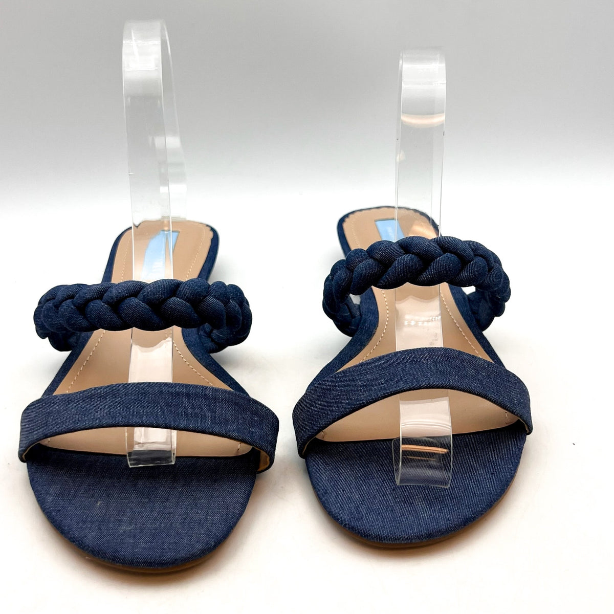 DRAPER JAMES Women's Ellie Slide Sandals Size 8.5 Dark Blue Braded Strap NWOB