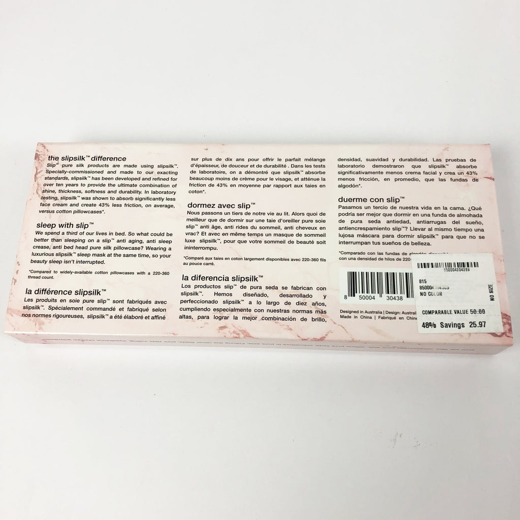 SLIP Women's Silk Sleep Mask Pink Marble 100% Pure Mulberry (One Size) NIB