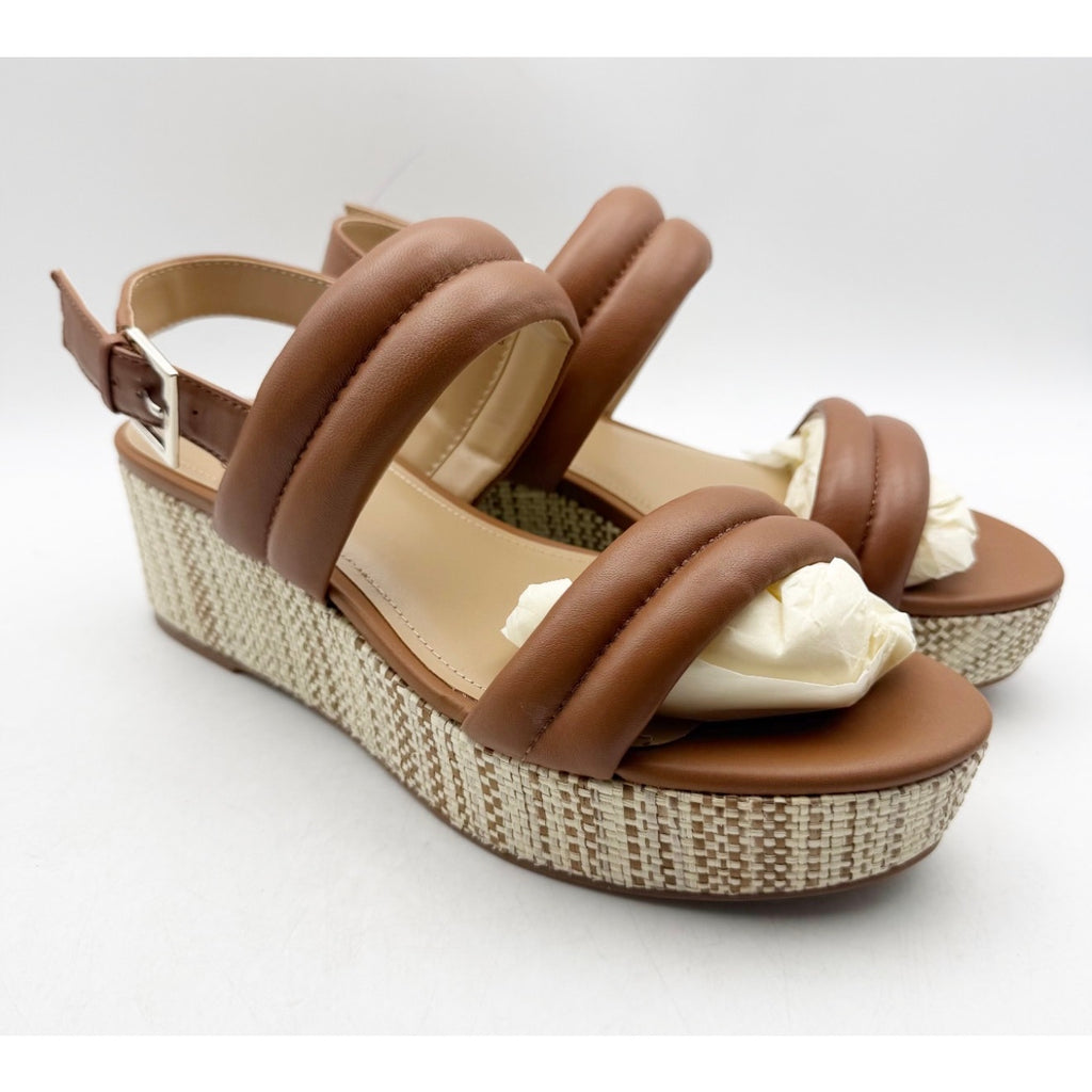 Violet & Red Women's Casey Wedge Sandal Size 8.5 Brown Tan Leather Platform NWOB