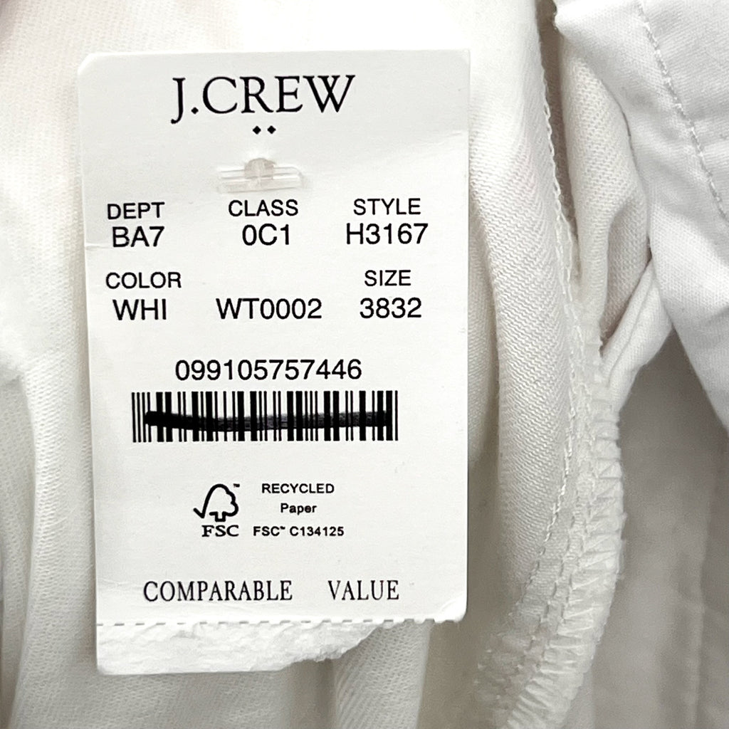J.CREW Men's Slim-fit Flex Chino Pants 38x32 White Stretch Flat Front H3167 NWT
