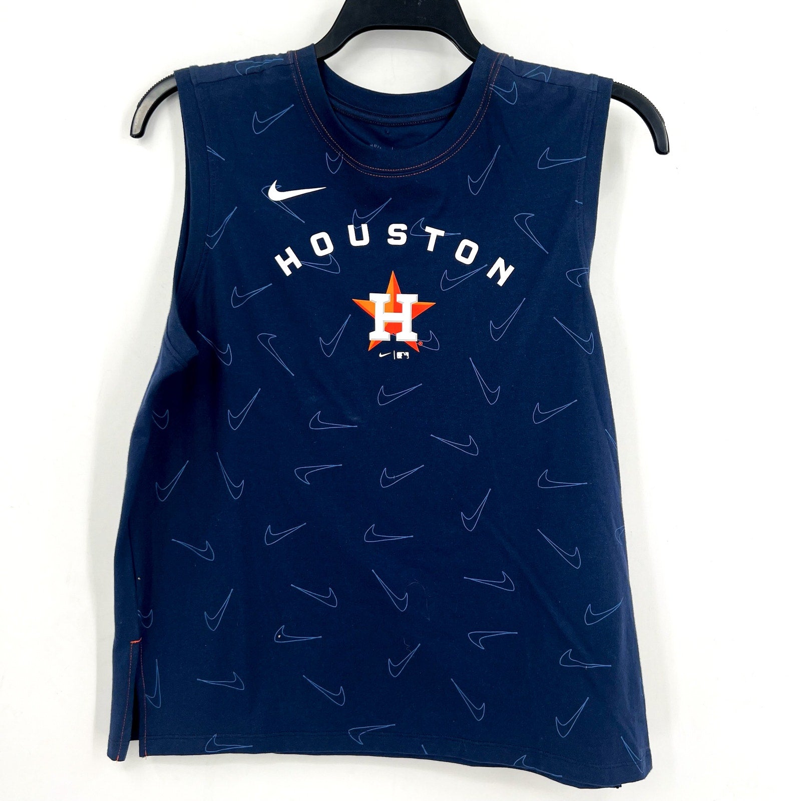 NIKE Womens Houston Astros Muscle Play Tank Top Large Navy Blue Crewneck NWT