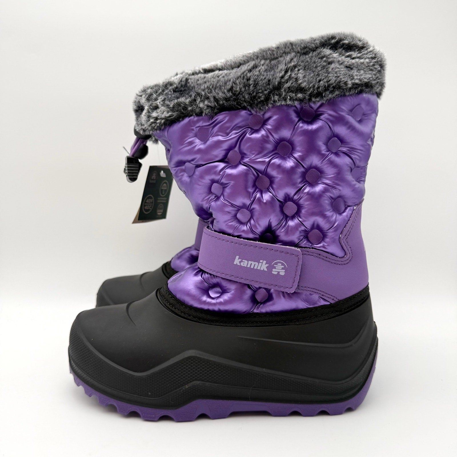 Kamik Girls Penny 3 Snow Boots US 2 Purple Black Insulated Waterproof NIB