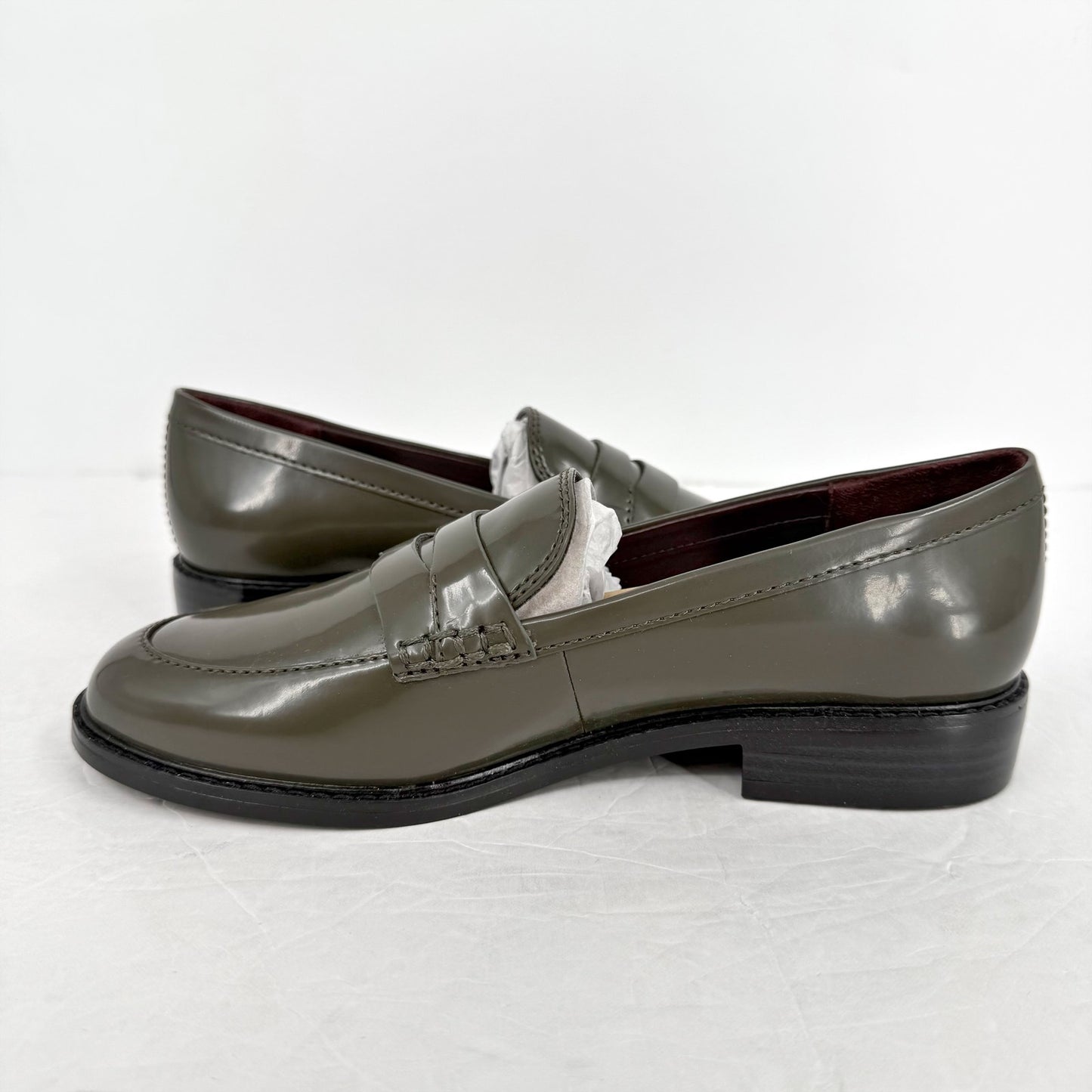 Franco Sarto Womens Alora Penny Loafers US 6.5 M EU 36.5 Green Vegan Patent NIB