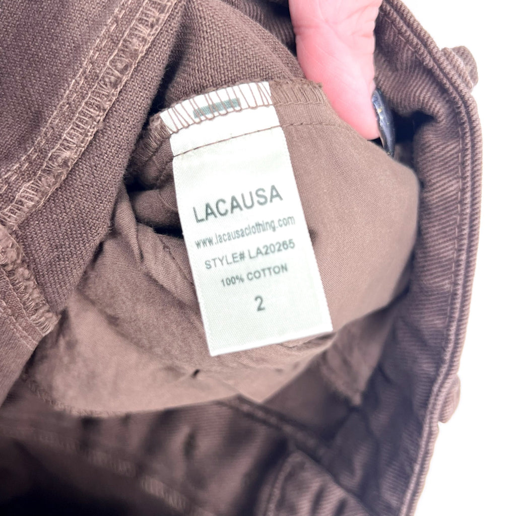 LACAUSA Women's Aiden Trouser Jeans Size 2 Green Brown Nori Wash Mid Rise NWT