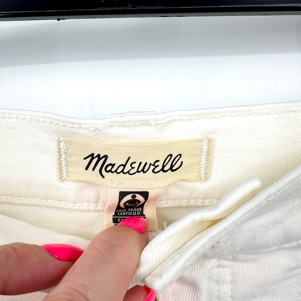 MADEWELL Womens Perfect Vintage Wide-Leg Crop Jeans Size 29 US 8 White NT995 NWT