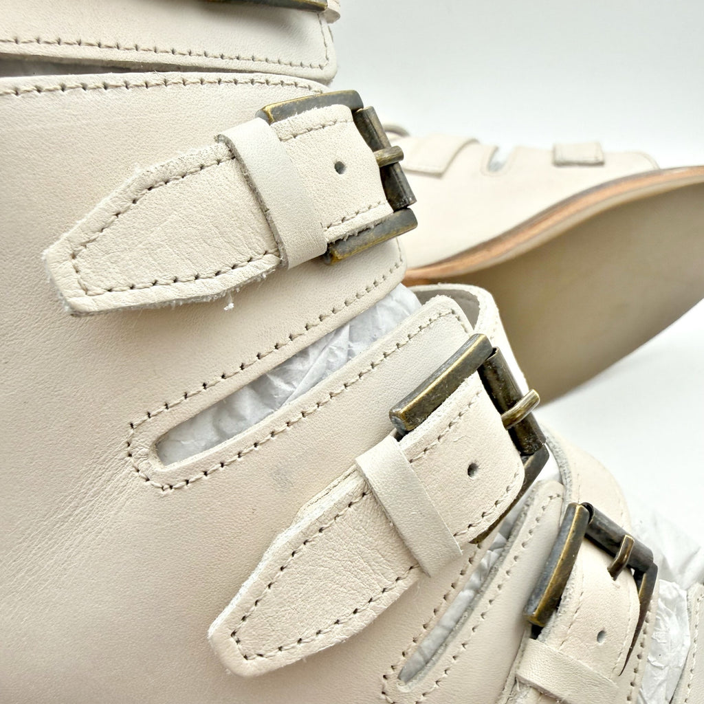 Vintage Foundry Co Womens Lauralyn Heel Sandals US 10 Cream Ivory Leather NIB