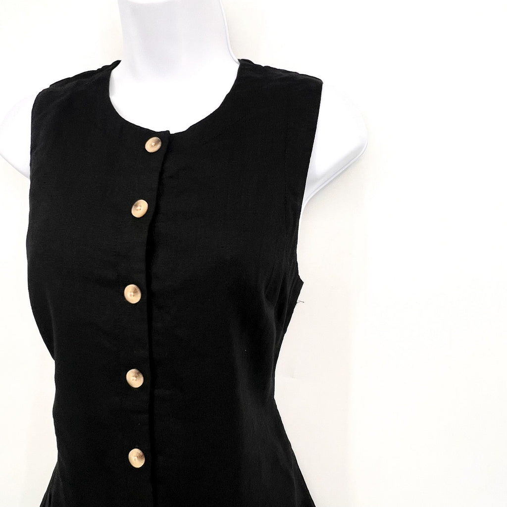 BLANKNYC Women's City Nights Linen Mini Dress Small Black Sleeveless NWT