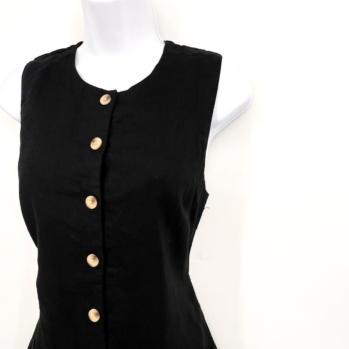 BLANKNYC Women's City Nights Linen Mini Dress Small Black Sleeveless NWT
