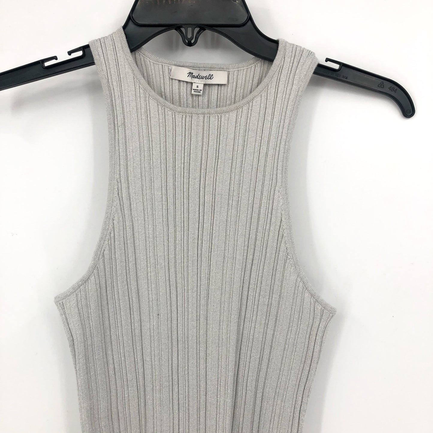 MADEWELL Signature Shimmer Cutaway Sweater Tank Small Silver Vapor Knit NWT