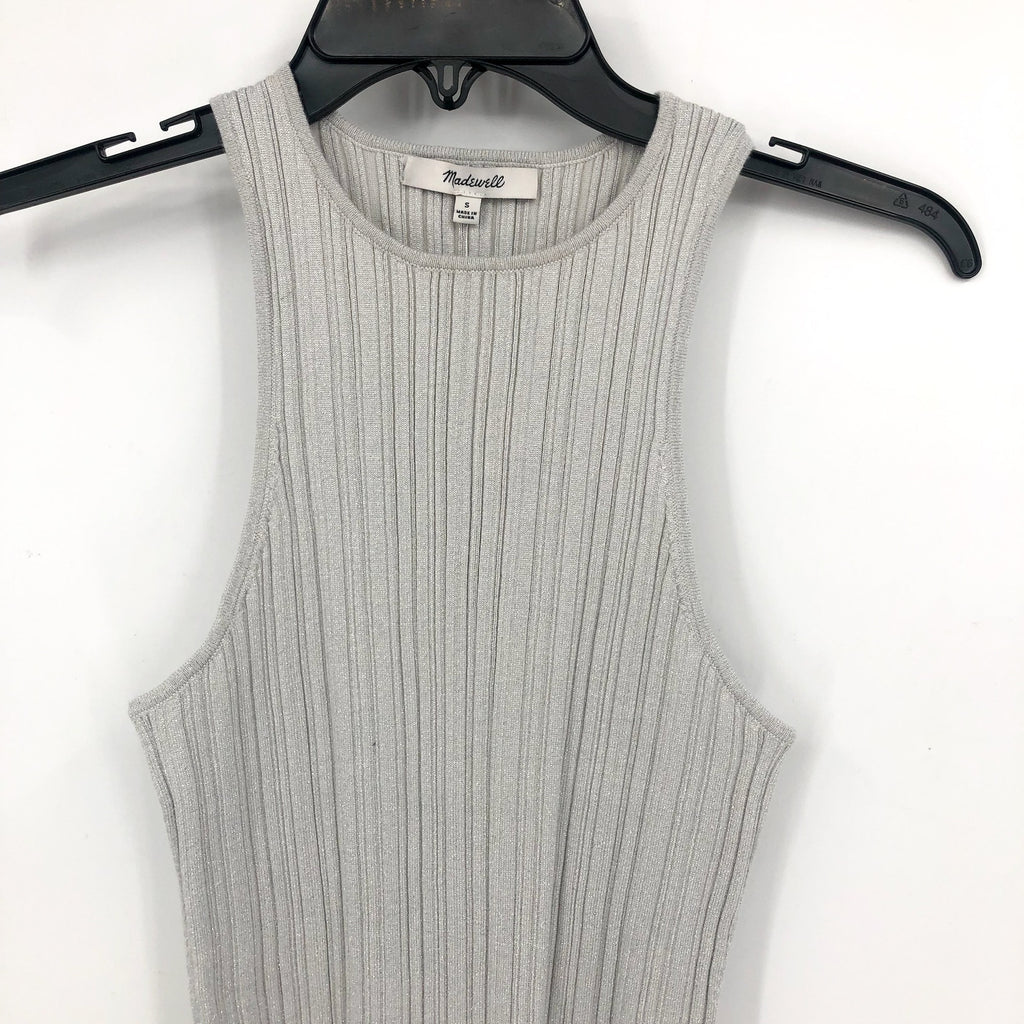 MADEWELL Signature Shimmer Cutaway Sweater Tank Small Silver Vapor NO048 NWT