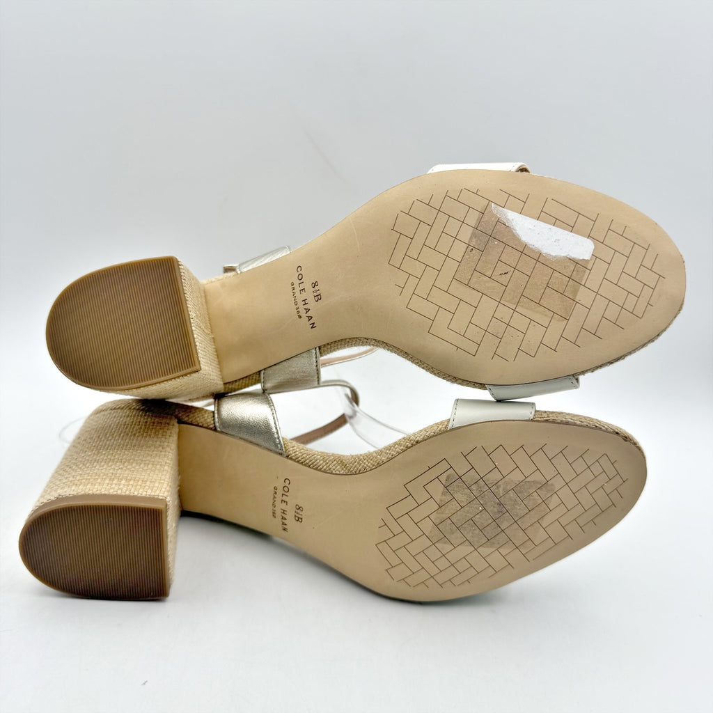 Cole Haan Womens Josie Heeled Sandals US 8.5 B Taupe Cream Suede NWOB