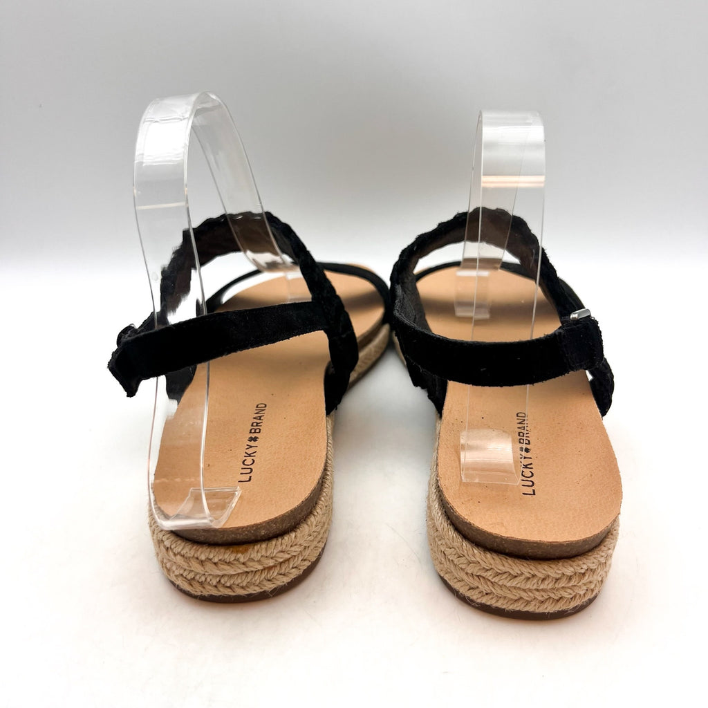 LUCKY BRAND Women's Gloreah Espadrille Sandals Size 8.5 Black Cushioned NWOB
