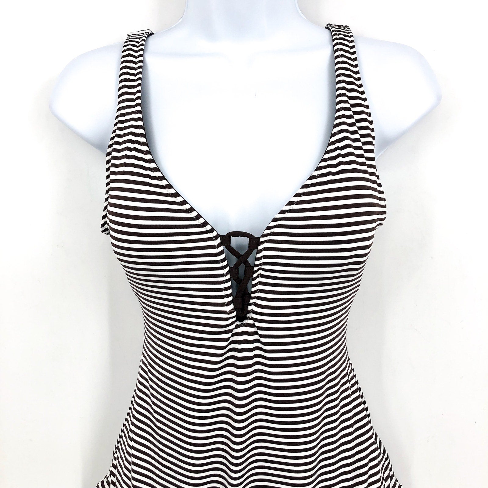 TOMMY BAHAMA Breaker Bay Reversible One-Piece Swimsuit Size 14 Brown NWT