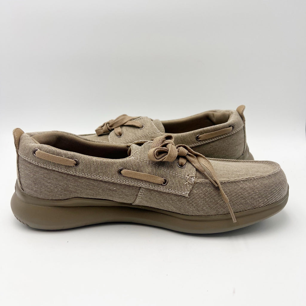Propet Mens Viasol Lace Slip On Loafers Size 11 Wide EU 45 Tan Canvas NIB
