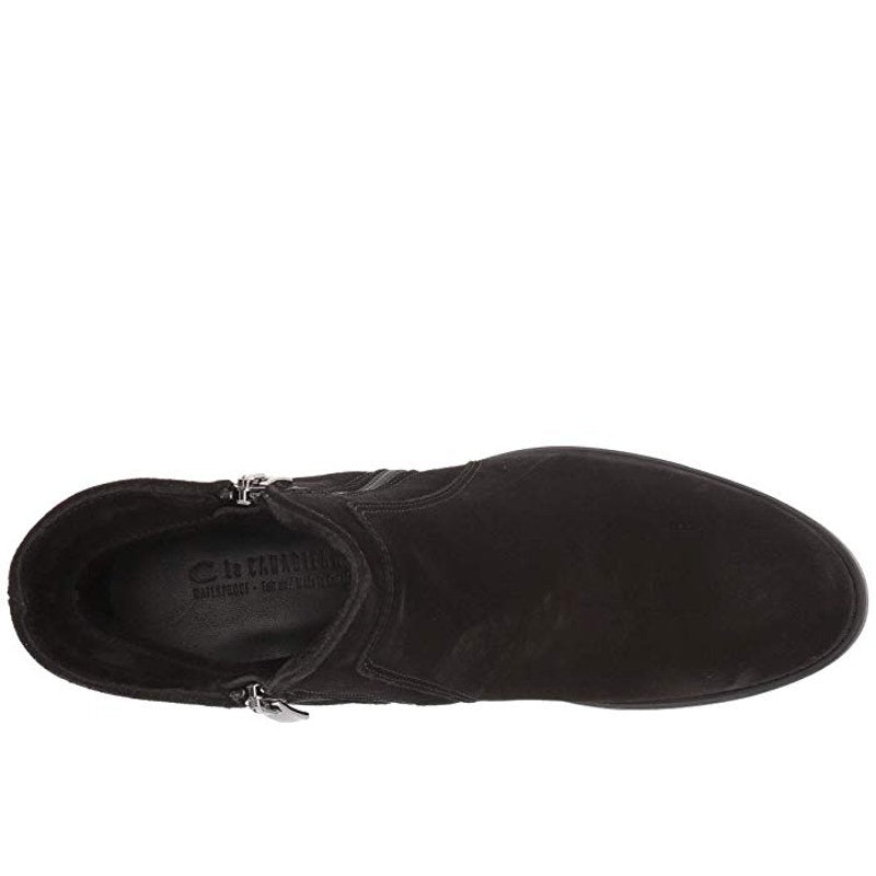 La Canadienne Womens Saria Booties US 6.5 Black Suede Waterproof Dual Zip NWOB