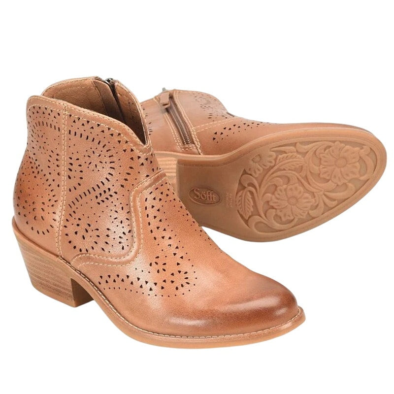 SOFFT Womens Alexia Ankle Boots Size 8 EU 39 Tan Brown Leather Booties NWOB