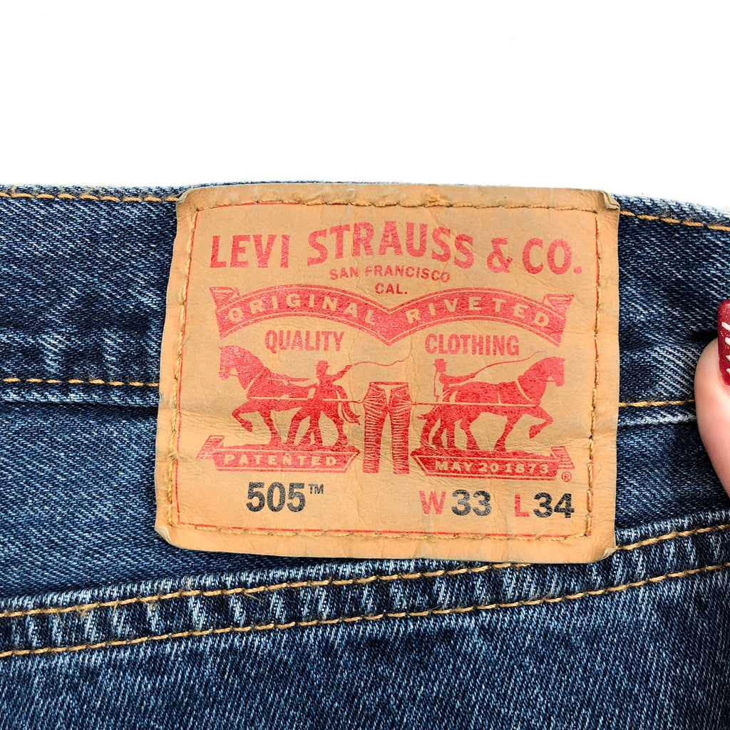 LEVI'S Men's 505 Straight Leg Jeans 33x34 Blue Dark Stonewash NWOT 005054886