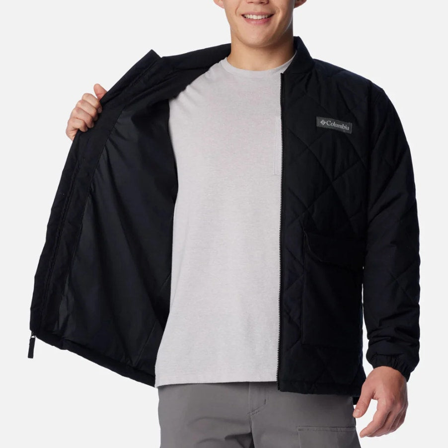 Columbia Mens Rad Padded Jacket Large Black Full Zip Lined Quilted NWT