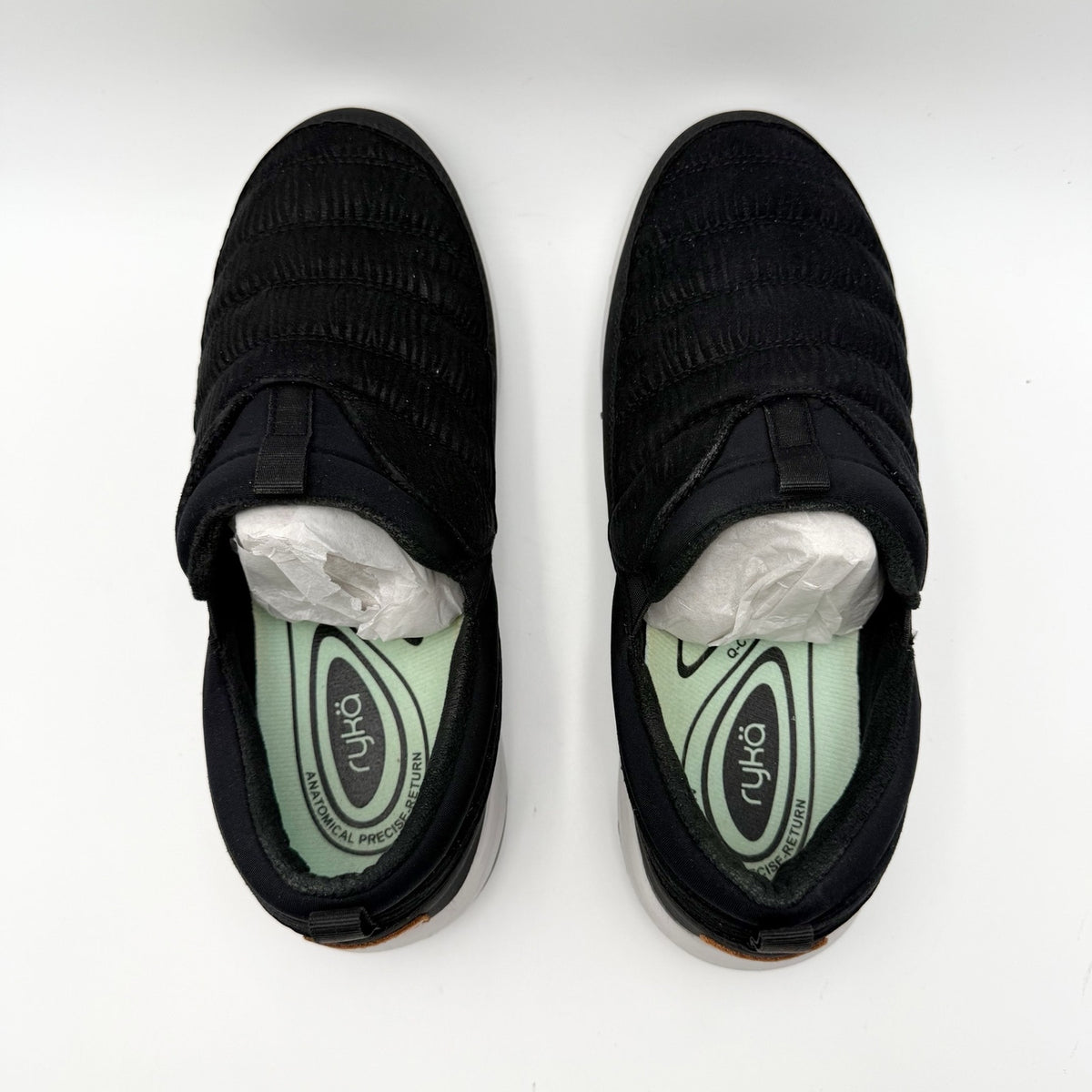 Ryka Womens Adel Sneakers Size 9 Wide Black Slip On Water Resistant NIB