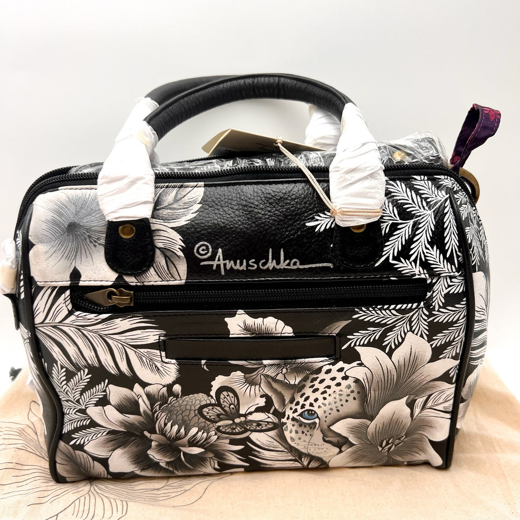 ANUSCHKA Women's Zip Around Classic Satchel Cleopatra’s Leopard Leather NWT