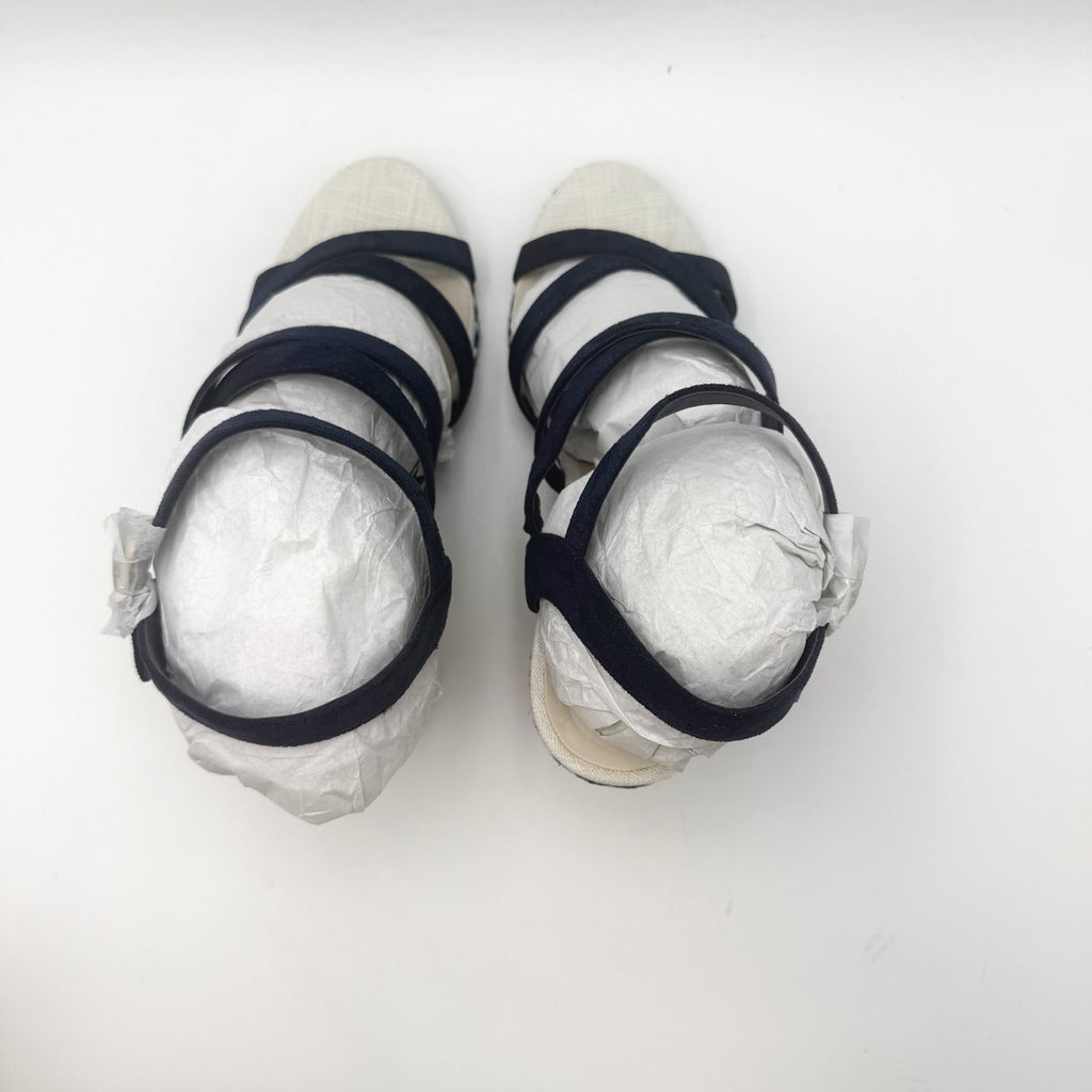 DOLCE Vita Womens DV8 Plume Wedge Sandals Size 9 Navy Blue Espadrille NWOB
