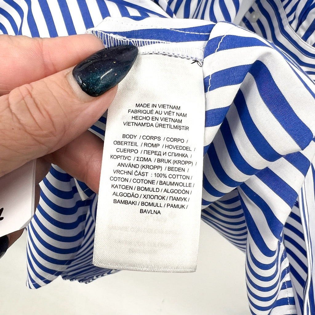 LAUREN RALPH LAUREN Kahwell Shirt Dress Size 10 Blue White Stripe Tie Waist NWT