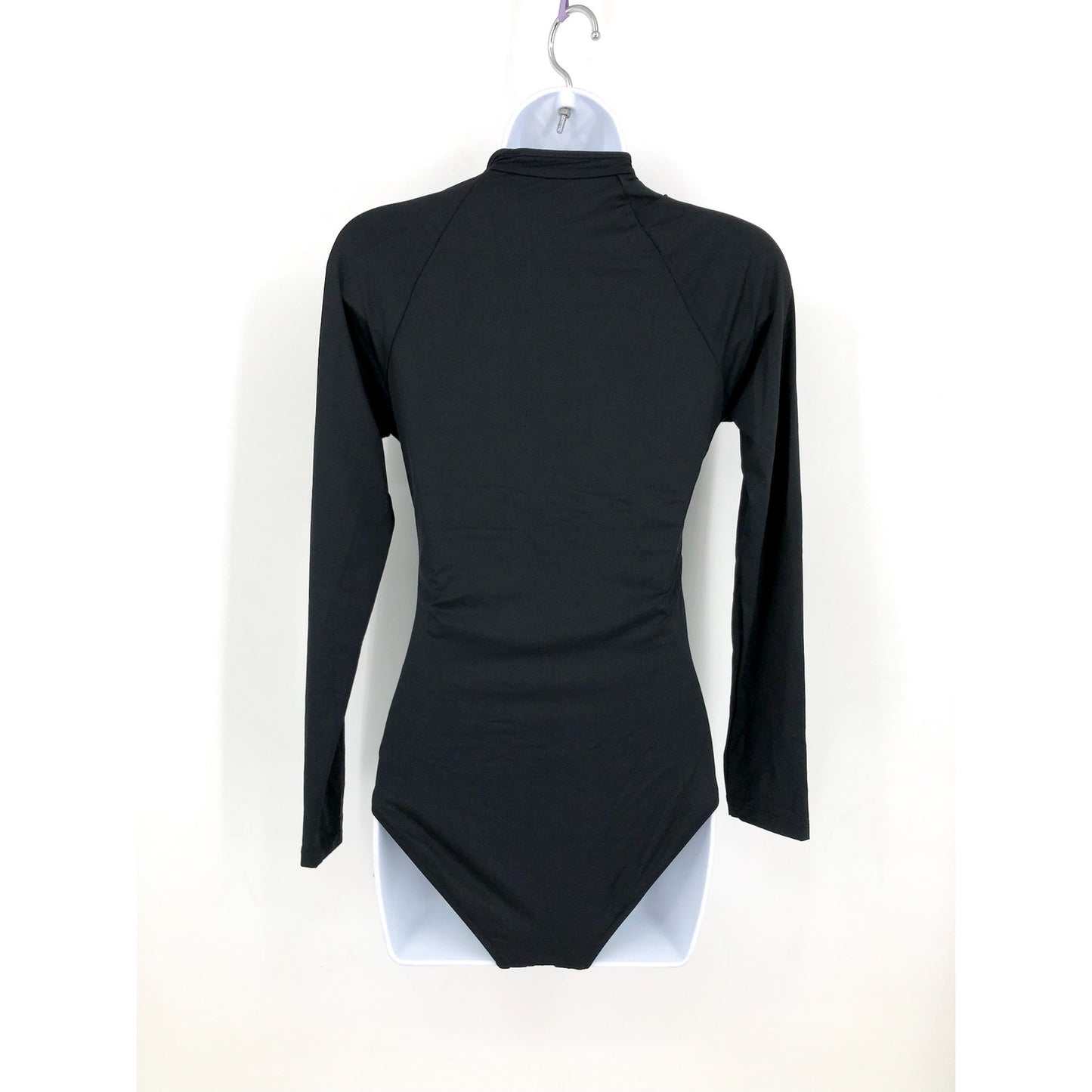 SEAFOLLY Women's Plain Zip Front Swim Surfsuit Size 8 Black Long Sleeve
