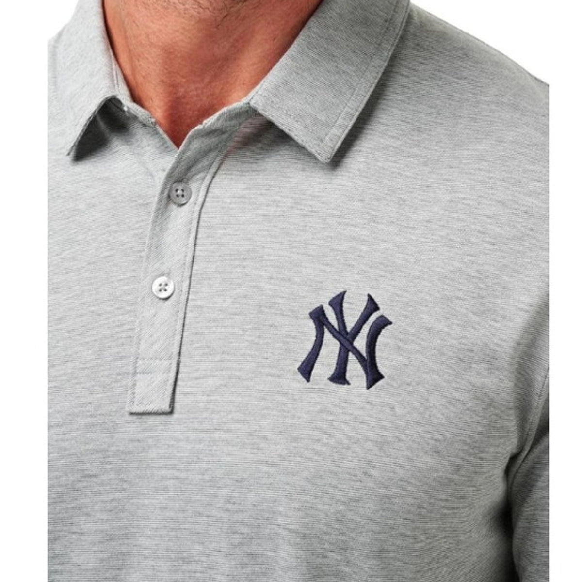 TRAVIS MATHEW Men's New York Yankees The Zinna Polo Shirt Small Heather Grey NWT