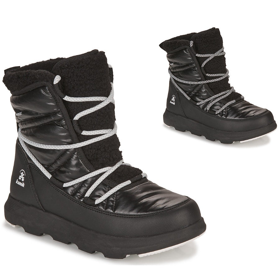 Kamik Womens Lea Pull Winter Boots US 7 M EU 38 Black Fleece NIB