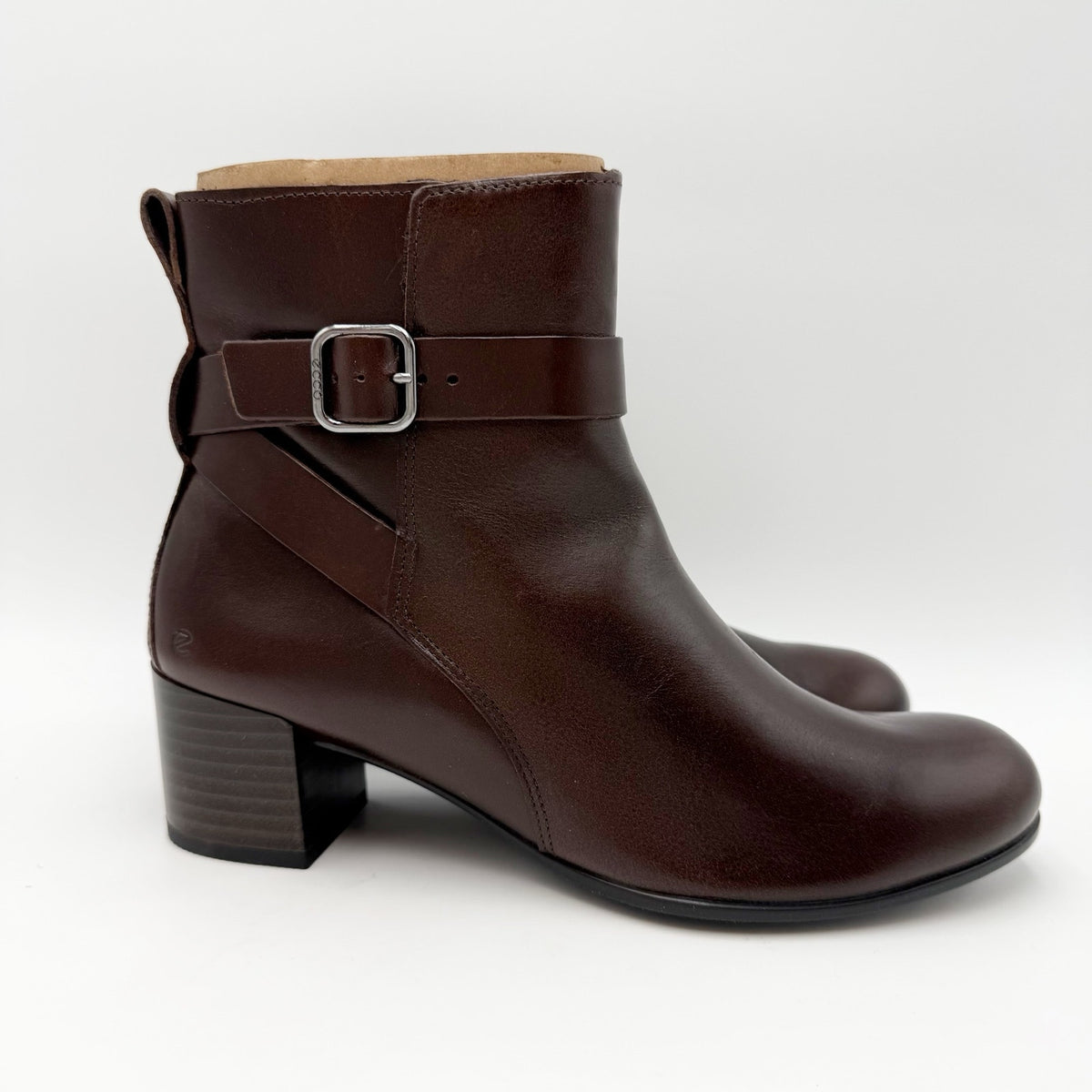 ECCO Womens Dress Classic 35 Heeled Ankle Boot EU 38 US 7-7.5 Brown Leather NWOB