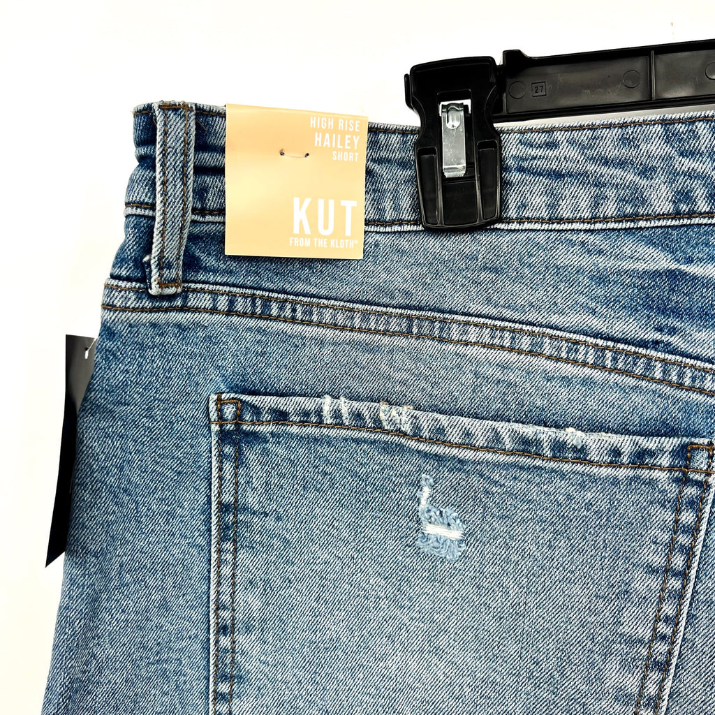 KUT FROM THE KLOTH Hailey Cut-off Denim Shorts Size 14 Focus Blue Jean NWT