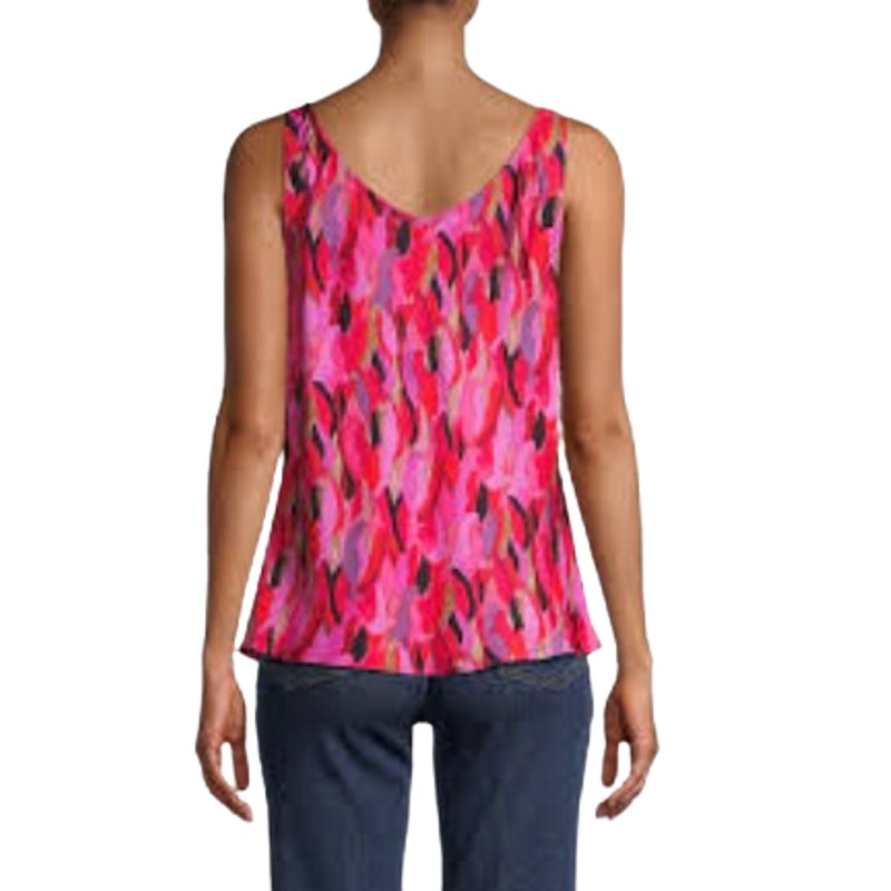 NIC + ZOE Women's Happy Petal Splash Tank Top 2X Pink Multi Cowl Neck NWT